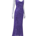 Back Cross Sequined Split-Joint Spaghetti-Neck Maxi Dresses