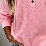 Women'S Casual Heart-Patterned Hooded Pullover Sweatshirt