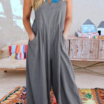 Solid Loose Casual Wide Leg Insert pocket Jumpsuit
