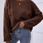 Pocket Oversized Knitted Pullover Sweater