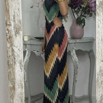 Irregular slanted shoulders blooming print slim dress