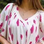 V-neck Large Cuffs Printed Loose Long Dress