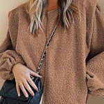 Lamb velvet balloon sleeve casual loose jacket