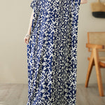 Batwing Sleeves Loose Floral Printed V-Neck Maxi Dresses