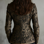 Quiet Luxury Paisley Jacquard Wrapped Lapels Fitted Blazer