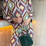 Printed Single-Breasted Cotton Jacket + Casual Trousers Set