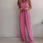Women's Loose Casual Striped Jumpsuit