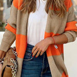 Loose Colorblock Knit Cardigan Jacket