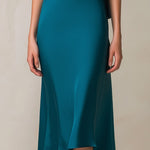 Teal Draped Cape-Sleeve Midi Dress
