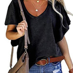 Margovil Casual V Neck Ruffle Short Sleeve T-shirt