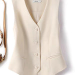 Margovil V Neck Button Up Pocketed Blazer Vest