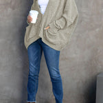 Button Front Pocketed Loose Fit Knitted Cardigan
