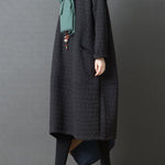 Loose Solid Color Split-Joint With Pocket Round-Neck Long Sleeves Midi Dress