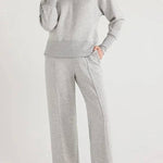 Weather Gets Cold Solid Color V-neck Top and Elastic Waist Pocketed Lounge Pants Set