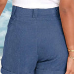 Casual Loose Solid Color Elastic Waist Tie Shorts