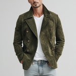 Men's Classic Casual Lapel Suede Double Breasted Jacket