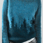 Margovil Crewneck Tree Pattern Knit Pullover Sweater(in 2 Colors)