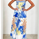Margovil Pocketed Side Slit Printed Maxi Cami Dress