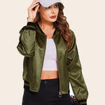 Striped Biker Jacket Zip Up Bomber Jacket - Zeagoo (Us Only)