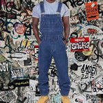 Men's Casual Washed Denim Multi-pocket Loose Overalls