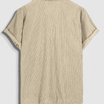 Men's Corduroy Half Button Short Sleeve POLO