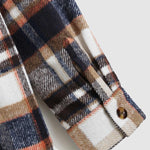 Men's vintage plaid thickened wool blend double pocket lapel jacket