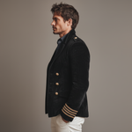 Men's Classic Retro Lapel Double-breasted Epaulette Faux Velvet Jacket