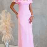 Flare Sleeves Lace Splice Maxi Dress