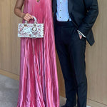 Strapless V Neck Pleated Maxi Party Dress