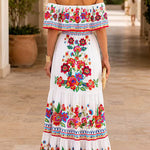 Margovil Off Shoulder Floral Print Ruffle Maxi Dress