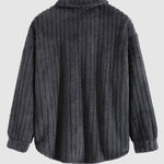 Men's Casual Warmth  Solid Color Button Front Fluffy Fleece Jacket