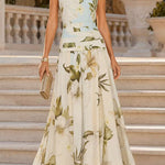 Margovil Boat Neck Sleeveless Floral Print A-line Maxi Dress