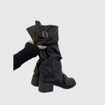 Isoldeia | Platform Leather Boots with Straps