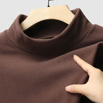 Men's solid color velvet half turtleneck Foundation T-shirt two-piece set