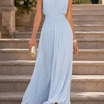 Margovil Crewneck Sleeveless Zipper Back Waisted Maxi Dress