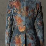 Retro Oil Painting Style Polyester Velvet Printed Double-breasted Blazer