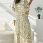 High Rise Crochet Hollow Out Maxi Skirt