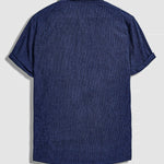 Men's Corduroy Half Button Short Sleeve Shirt Casual Shorts Set
