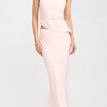 Mockneck Sleeveless Irregular Hem Top Low Rise Maxi Skirt Set