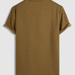Men's solid color pique texture round neck short-sleeved T-shirt
