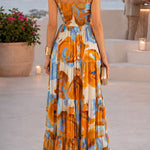 Spaghetti Strap Floral Print Ruffle Tiered Maxi Dress