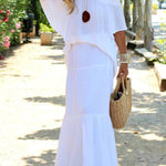 Casual Off Shoulder Solid Beach Maxi Dress