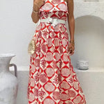 Strapless Tube Marine Life Print Maxi Dress