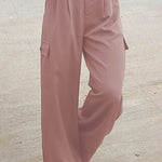 Solid color fashion loose high waist all-match overalls