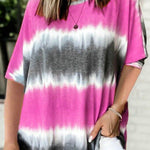 Tie-dye Printed Round Neck Dolman Sleeve Short Sleeve Oversized Top