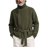Men's Classic Casual Stand-up Collar Zip-up Knit Cardigan