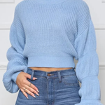 Loose Turtleneck Puff Sleeve Thick Sweater