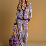Casual And Elegant Vintage Rose Print Velvet Set