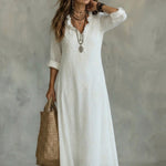 A-line Long Sleeves Jacquard Ruffled Solid Color Split-Joint Stand Collar Maxi Dresses