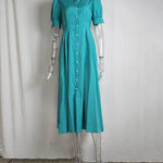 High Waisted Loose Buttoned Round-Neck Midi Dresses